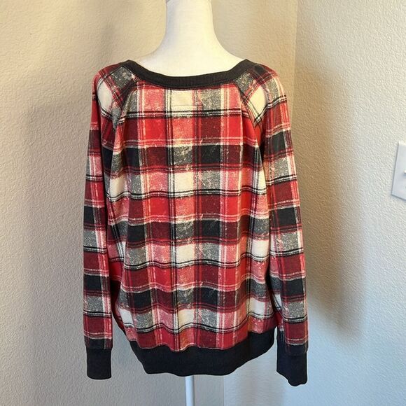 Mossimo Supply Co. Women's Crewneck Printed Plaid Sweatshirt ~ Size 1X - Picture 3 of 5
